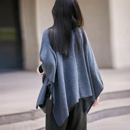 Autumn New 100% Merino Wool Shawl Pullover For Women Soft Solid Cashmere Knitwear Shawl Scarf Female Popular Sweater Grace Tops