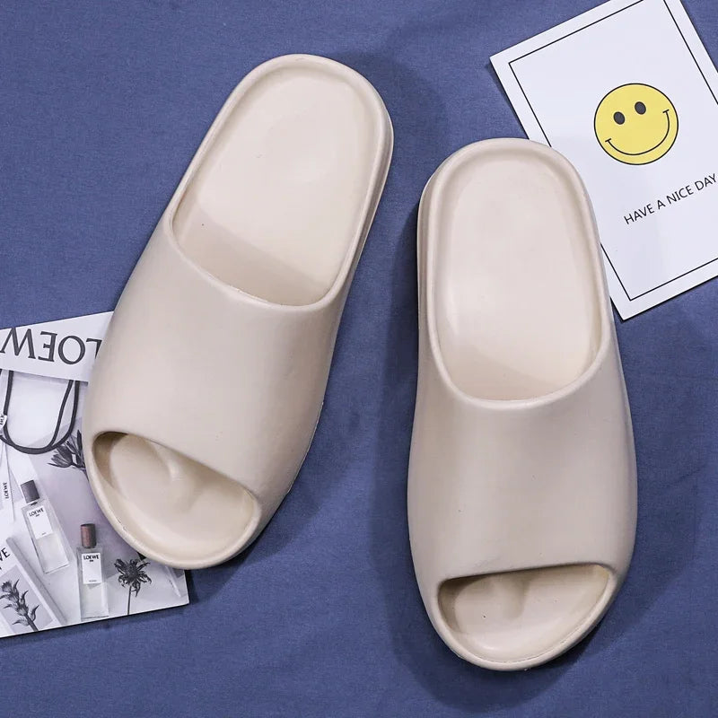 Summer Slippers Men Women Indoor EVA Soft Bottom Sandals Open Toe Trend Slides Beach Shoes Slippers Home Shoes Size 35-46