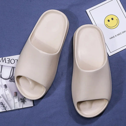Summer Slippers Men Women Indoor EVA Soft Bottom Sandals Open Toe Trend Slides Beach Shoes Slippers Home Shoes Size 35-46