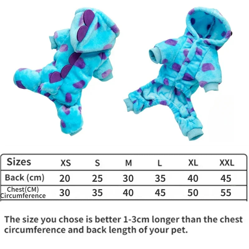Dog Cat Hooded Coat Dinosaur Shaped Puppy Costume Autumn and Winter Thickened Warm Pet Clothing For Small Medium Dogs