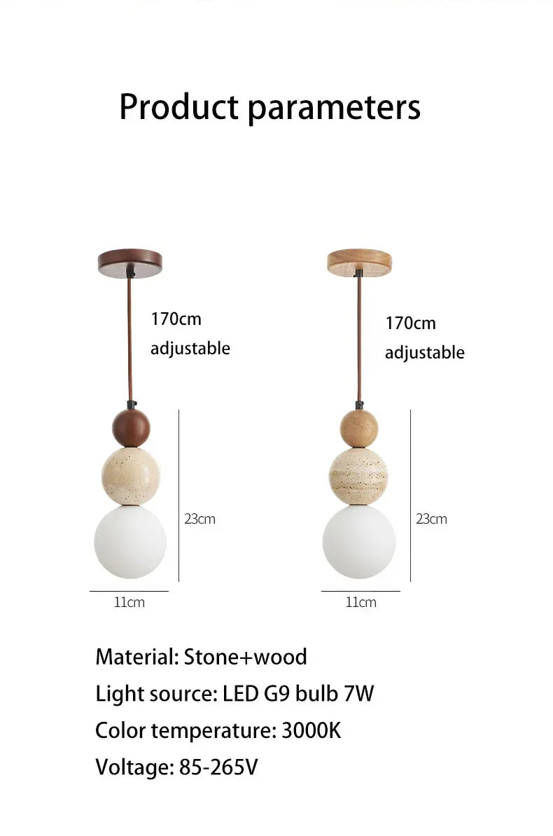Cream Style Pendant Lamp Bedroom Bedside Led Chandelier Stone Wood Light Designer Bauhaus Medieval Restaurant Bar Small Lights