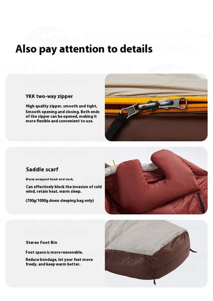 Naturehike Snowbird Mummy Sleeping Bag SP400/SP550/SP700/SP1000 for Outdoor Hiking Travel Winter Warm Duck Down Sleeping Bag