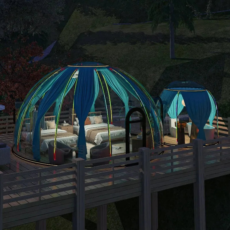 【Best-selling】Detachable Contemporary Villa/Mall Camping Outdoor Spherical Hotel Geodesic Glamping Bubble House Dome Tent