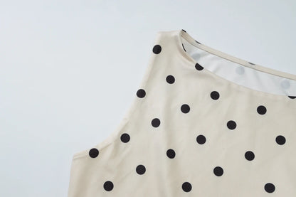 Hugcitar Women'S Fashion Polka Dot Print O Neck Sexy Slim Crop Tank Top Summer Female Clothes Beach Vacation Party Streetwear