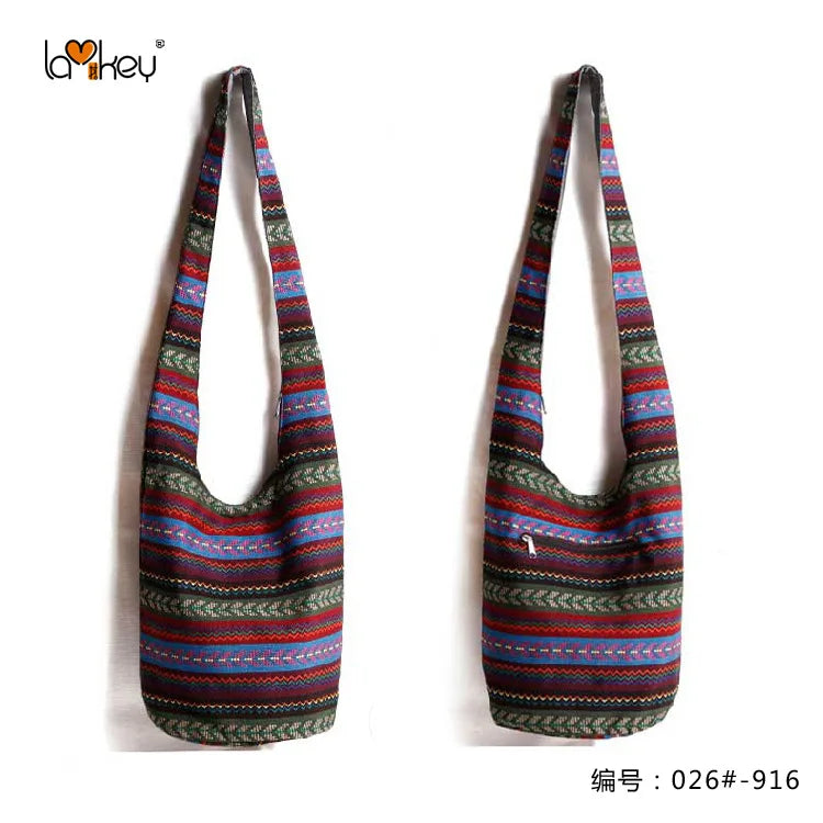 Bohemian Boho Crossbody Bag Women's Bucket Shoulder Bags Ladies Ethnic Canvas Casual Shopping Travel Messenger Bag Hippie Tote