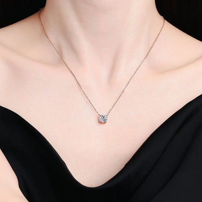 NeeTim 1ct 2ct 3ct 5ct D VVS1 Moissanite Necklace for Women Sterling Silver 925 with Yellow Rose Gold Plated Lab Diamond Pendant