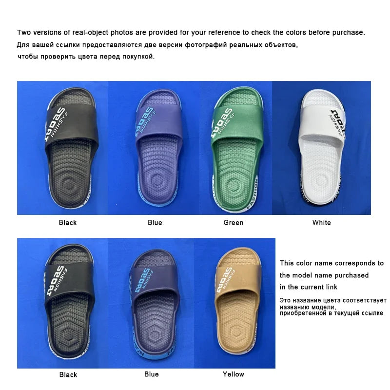 Big Size 36-47 Men Slippers Summer Flat Sole Home Slippers For Women Man Open Toe Trend Slides Couple Light Beach Shoes Sandals