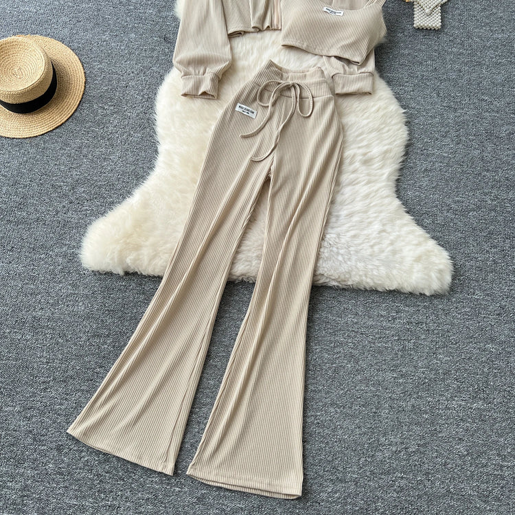 SINGREINY 2026 Autumn Sporty Suits Ladies Full Sleeves Hoodies+Sling Mini Camis+Drawstring Long Pants Casual Three Pieces Sets