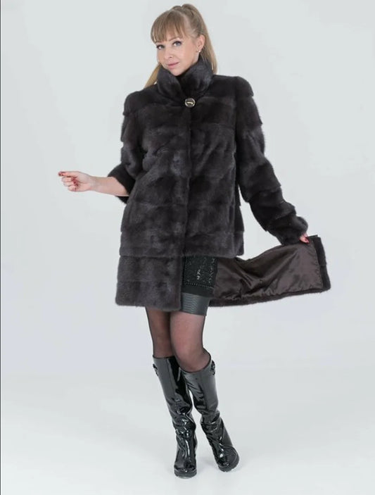 Real Mink Fur Coat Natural Women's Winter Long Leather Jacket Luxury Women's Clothing 2025 Mink Fur Coat Women's Bottom Detachab