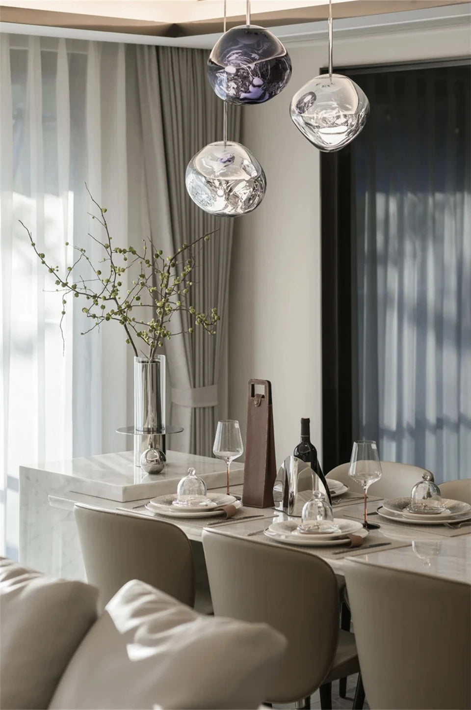 Nordic LED Pendant Lights Creative Restaurant Living Room Bedside Loft Indoor Chandelier Decoration Glass Hanging Light Fixture