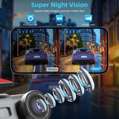 YanAbode 4K Car Dash Cam WiFi GPS Support Optional Rearview Camera Wide Angle Night Vision Car Video Recorder DVR