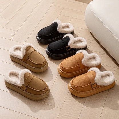 Casual Women's Home Slippers Winter Plush Luxury Designer Woman Shoes Indoor Fluffy Platform Fuzzy Fur Slides Elegant Flats Warm