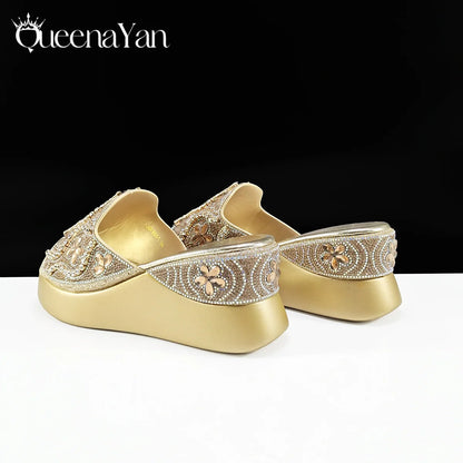 Queena Yan High Quality 2025 Newst Hot Selling Open Toe Slingback Sandals with Bag Set in Green Color For Women Wedding Party