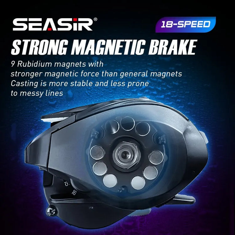 SEASIR Cast-X Baitcasting Reel 7.3:1 HS Gear Ratio Aluminum Double Spool Carbon Grip Metal BFS Micro Fresh Seawater Fishing Coil