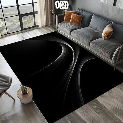Black Series Carpets Live Room Floor Mat Home Decor Kids Room Play Carpet Table Chair Mat Easy To Clean Simple Pattern Rugs Gift