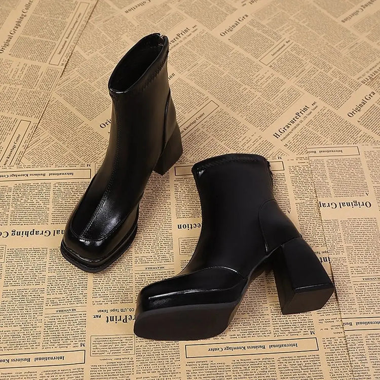 High Heels Women's Ankle Boots Designer Chunky Fashion Shoes 2025 New Winter Elegant Short Boots Dress Pumps Mujer Zapatillas