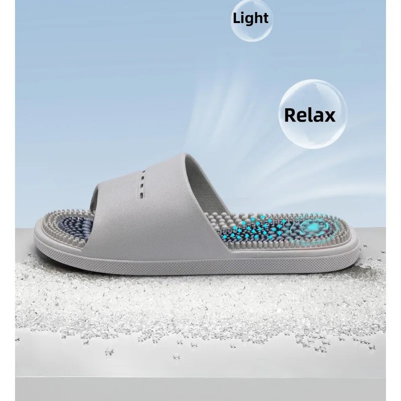 Massage Slippers Men's Summer Indoor Home Bathroom Bath Sole Acupoints Foot Therapy Non-slip Sandals Men's Men Slippers  Shoes