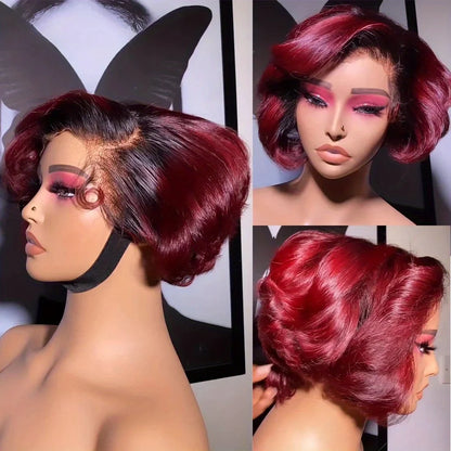 13x4 Lace Front Human Hair Wigs 6 Inch Pixie Cut for Women - Transparent Frontal Natural Looking Short Wigs Lightweight Breathab