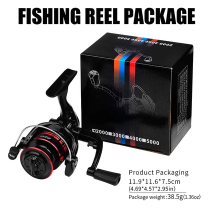 Ultralight Spinning Fishing Reel 2000 Size 5.2:1 1BB 5KG Max Drag Metal Spool Left Right Handle Saltwater Freshwater Lure Tackle
