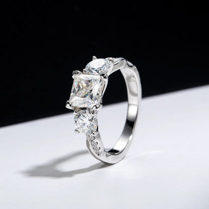 Carnica Luxury 925 Sterling Silver 1CT Real Moissanite Ring for Women Sugar Cube Pull-twist Arm GRA Diamond Wedding Jewelry Gift