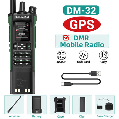Baofeng DM-32 GPS DMR Radio AES256 Encryption Dual Band UHF VHF Air Band FM AM GMRS Digital Walkie Talkie For Outdoor Camping