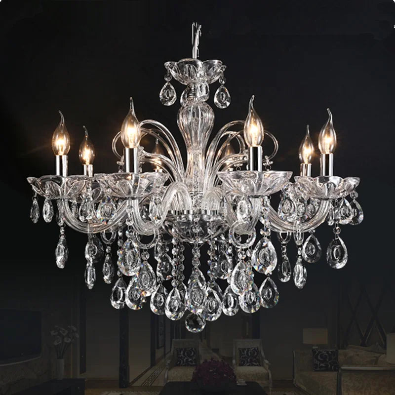 New Modern Candle Cognac Color Crystal Chandelier Living Room Large Light Atmosphere Restaurant Bedroom Lobby Hotel Hanging Lamp