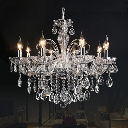 New Modern Candle Cognac Color Crystal Chandelier Living Room Large Light Atmosphere Restaurant Bedroom Lobby Hotel Hanging Lamp