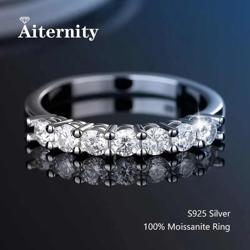 100% Pass Diamond Tester Pen Moissanite Ring Matching Wedding Diamond Band for Women 925 Sterling Silver Female Single Tail Ring