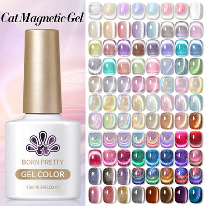 BORN PRETTY 10ml Cat Magnetic Gel Nail Polish Moonlight Glass Bead Water Light Crystal Soak Off UV Varnish For DIY Nail Art