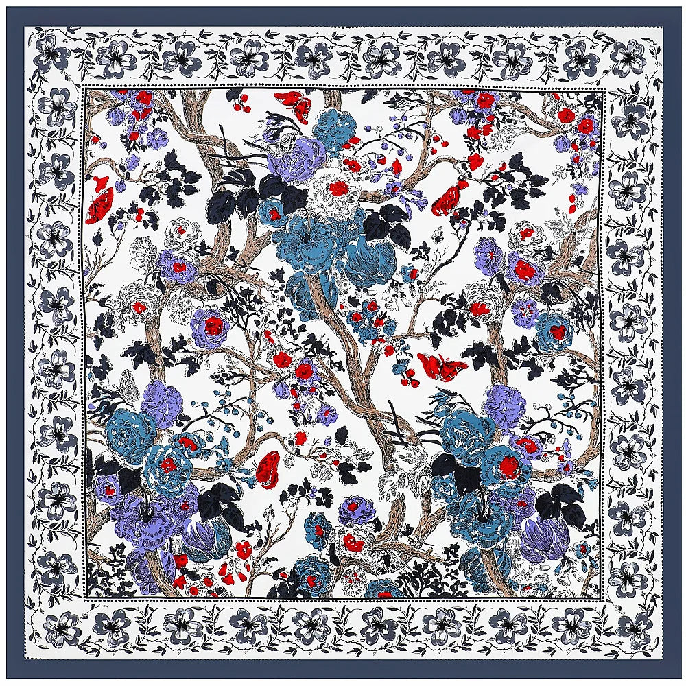130CM Silk Scarf Women Horse Head Print Stoles Square Scarves Wraps Large Bandana Kerchief Hijabs Female Silk Foulards Sjaal