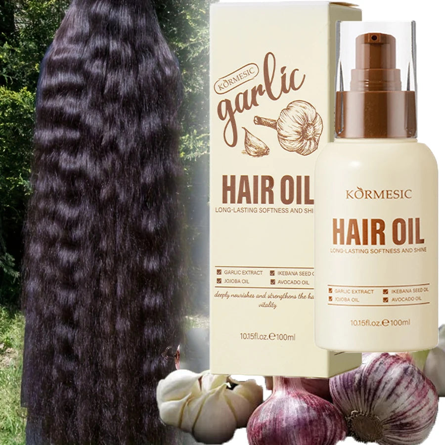 Garlic Hair Growth Oil 100ML Hair Regrowth Serum For Thinning Hair, Scalp Root Care, Anti Hair Loss, Fuller Thicker Hair Unisex