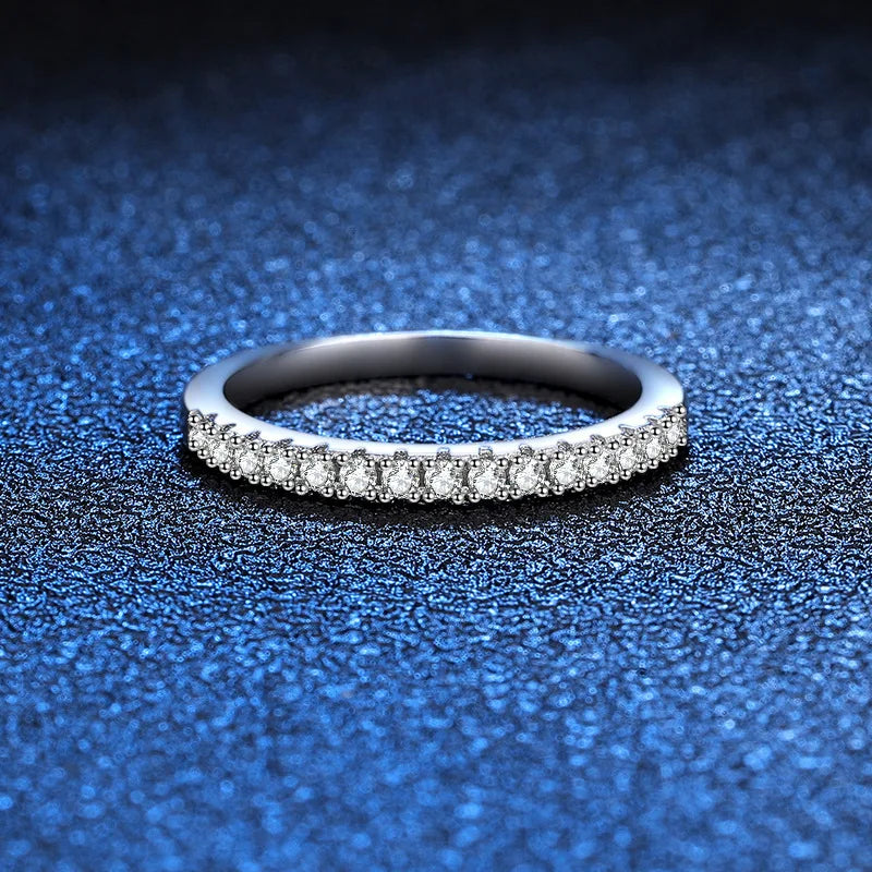 Moissanite Ring 100% Pass Diamond Tester Pen Matching Wedding Diamond Band for Women 925 Sterling Silver Female Single Tail Ring