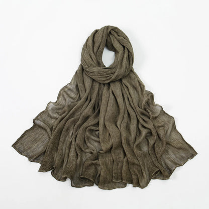 Fashion Crinkle Cotton Royan Hijab Scarf for Muslim Women Islamic Long Soft Shawls Wraps Short Tassel Bufanda Accessories