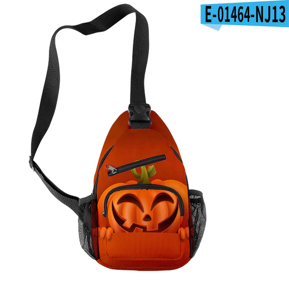 Fashion Youthful Halloween Skeleton Boys/Girls 3D Printed Chest Bags Oxford Waterproof Sports Crossbody Travel Bag Shoulder Bags