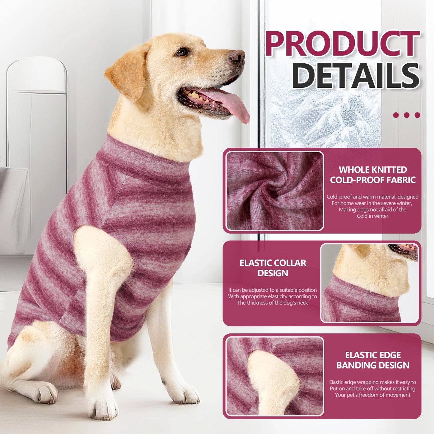 Windproof Plush with Sport Vest Dog Clothes,Pet Keep Warm Jacket No Pull No Choke Design for Small Medium Large Dogs