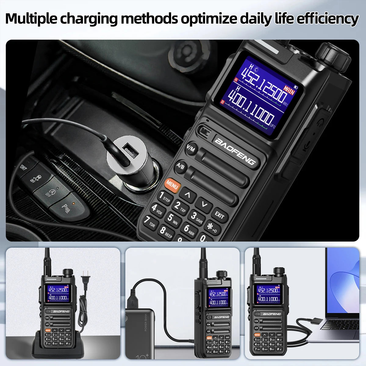 Baofeng UV-26 Walkie Talkie 10W Multi Band Wireless Copy Frequency High Power 999 Channels NOAA with Type-C Charger Ham Radio