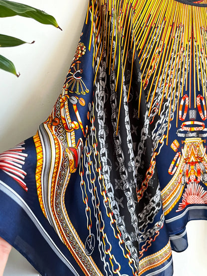 Women's Bohemia Print Chiffon Shawl Summer Beach Sexy Fashion Smock Bikini Cover up Loose Blouse Comfortable Sunscreen Poncho