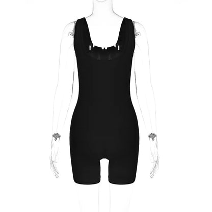 Dulzura Women Sleeveless Bodycon Streetwear Romper Playsuit Short Jumpsuit 2024 Autumn Clothes Wholesale Items For Business