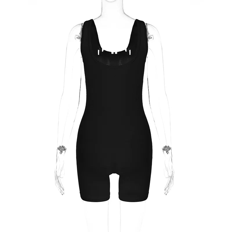 Dulzura Women Sleeveless Bodycon Streetwear Romper Playsuit Short Jumpsuit 2024 Summer Clothes Wholesale Items For Business