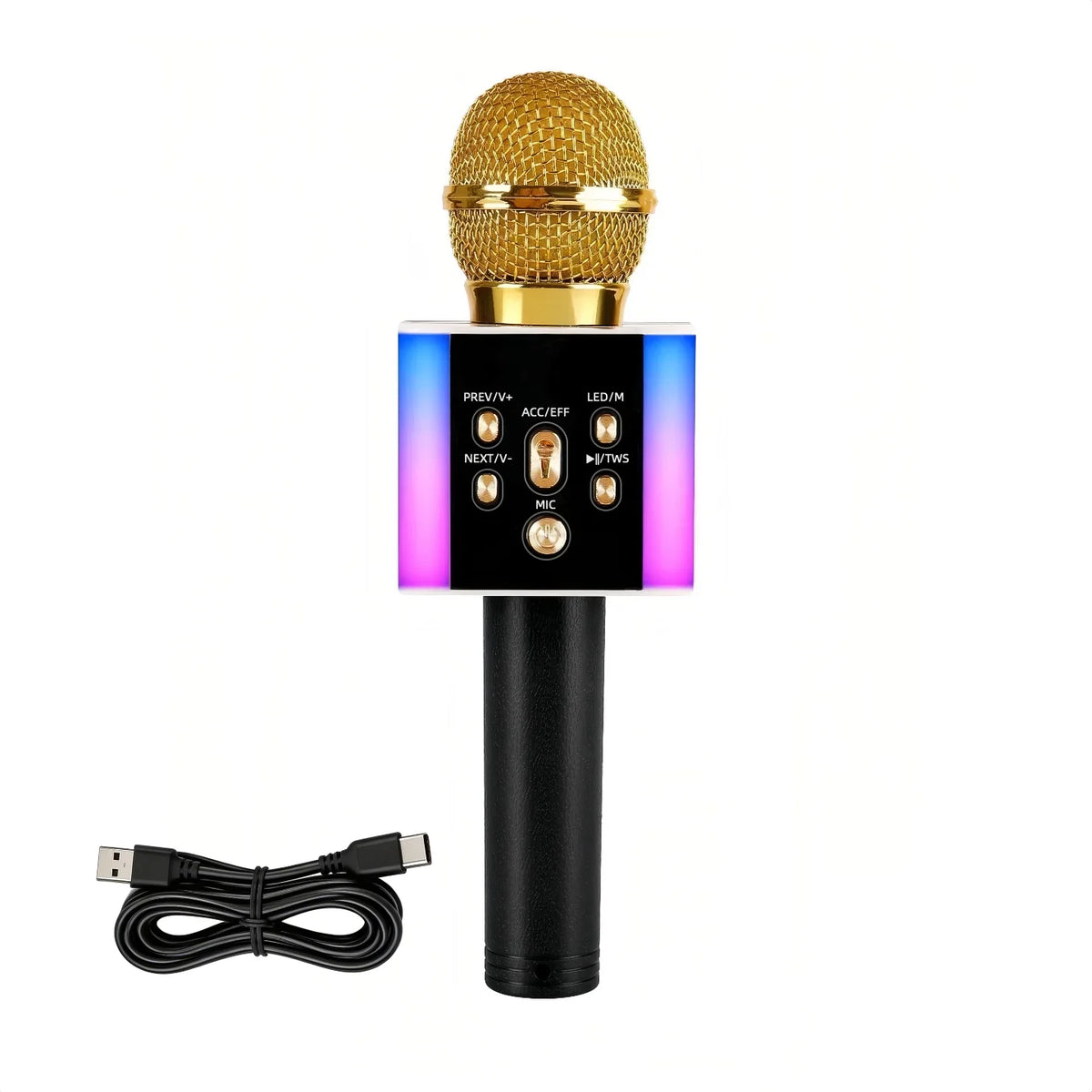 Wireless Karaoke Microphone Bluetooth Speaker LED Light Portable Singing Mic with Voice Changer for Kids Adults Party Outdoor Birthday Gift Car Travel Home KTV Rechargeable Handheld Karaoke Machine Christmas Present Fun Toy C