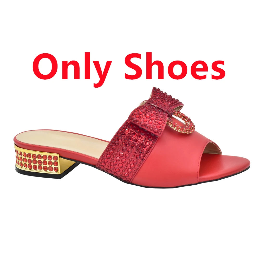 Fashion Women Shoes and Bag Set In Italy Matching Shoes and Bag Set Decorated with Rhinestone Nigerian Shoes and Matching Bags