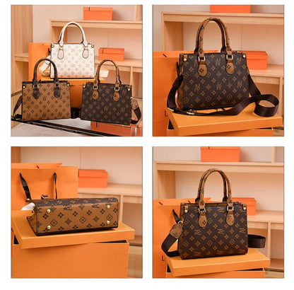 Elegant Retro Women's Tote Bag Single Shoulder Crossbody Bag Floral Print Ladies Handbag Luxury Texture Commuter Messenger Bag