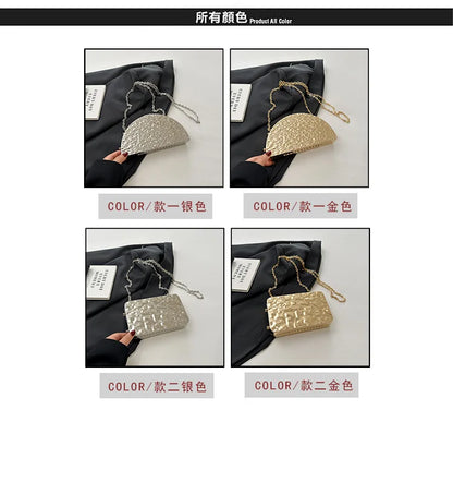 Luxury Golden Evening Bags For Women Wedding Dinner Party Chain Shoulder Cross Body Bag 2024 Designer Purses And Handbags