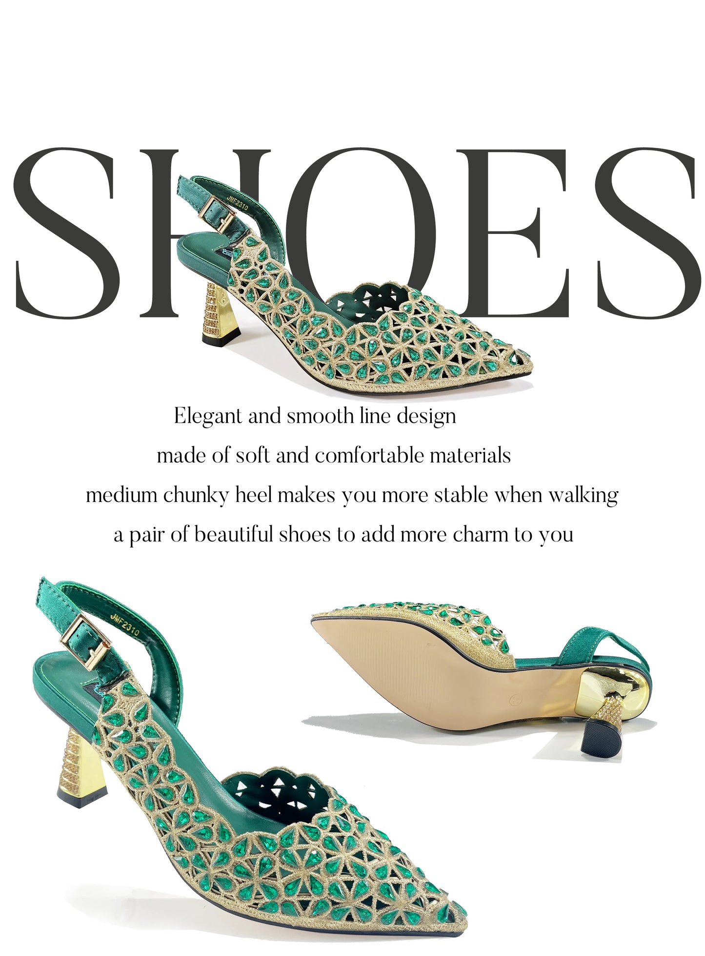 QSGFC Italian Design Rhinestone-encrusted Sex Ladies Shoes And Special Bag High Heels And Heart Shape Gold Mini Bag