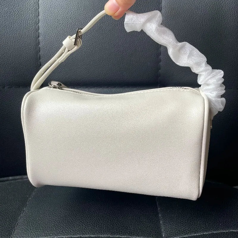 2025 New Luxury 90s Pen Holder Bag Genuine Soft Cowhide & Suede Mini Crossbody Bag Hand-Carry Vintage Shoulder Purse for Women