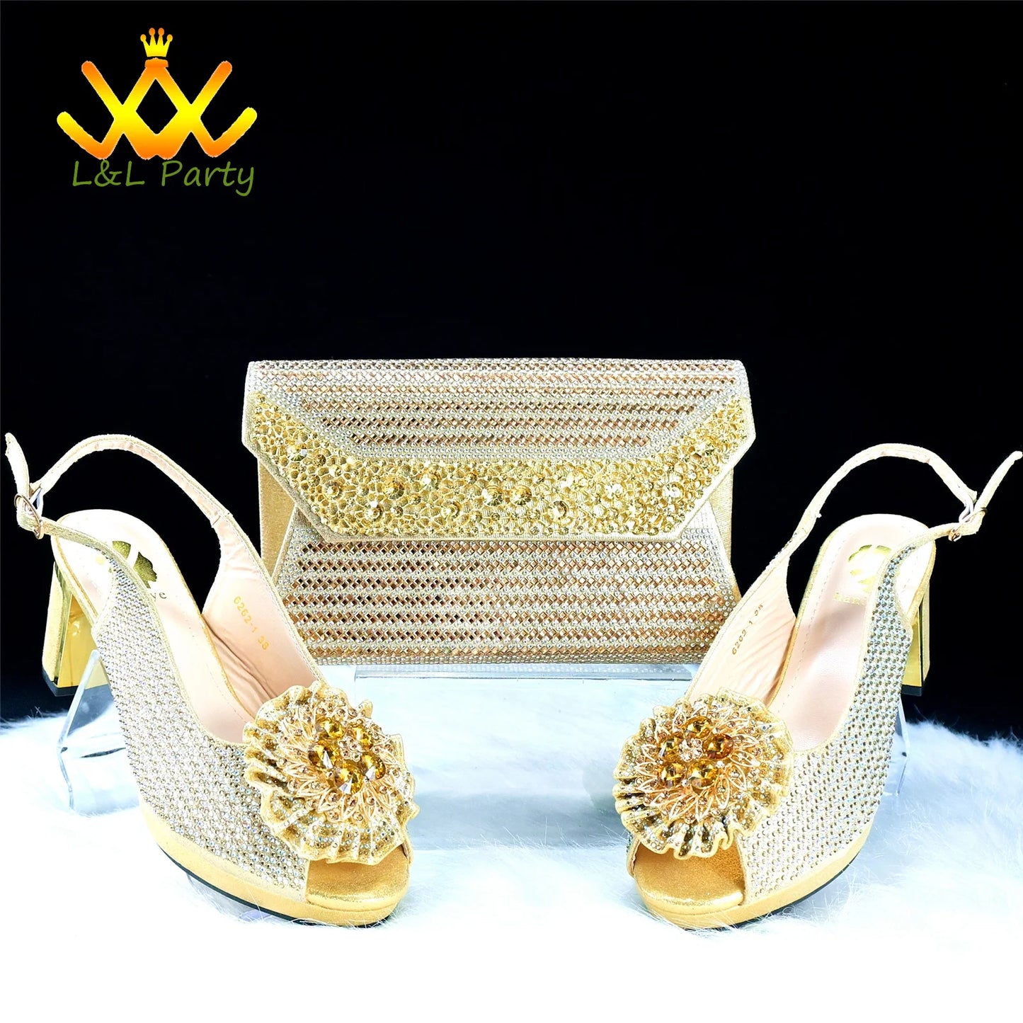 2024 Special New Arrivals Italian Women Shoes and Bag to Match in Green Color with Platform Shinning Crystal Sandal for Wedding