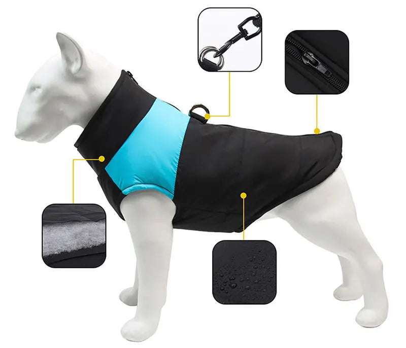 Pet Waterproof Warm Large Dog Coat Puppy Clothing Pet Vest Jacket Winter Warm Dog Clothes Waterproof Pet Vest Zipper Jacket