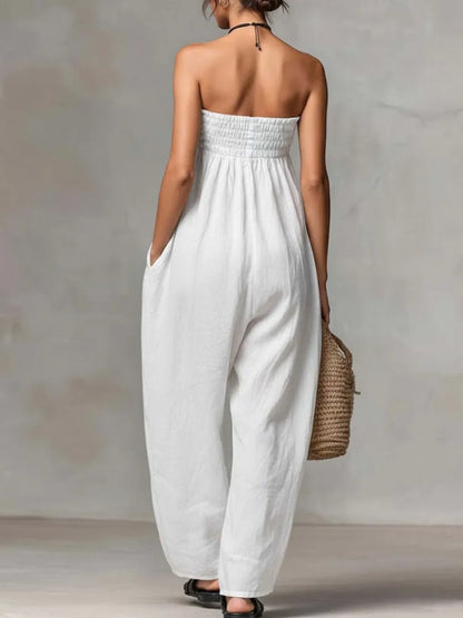 Solid Women Jumpsuits For Spring Summer Sleeveless Slash Neck Loose Fashion Streetwear Overalls Wide Leg Pants Trousers 2026