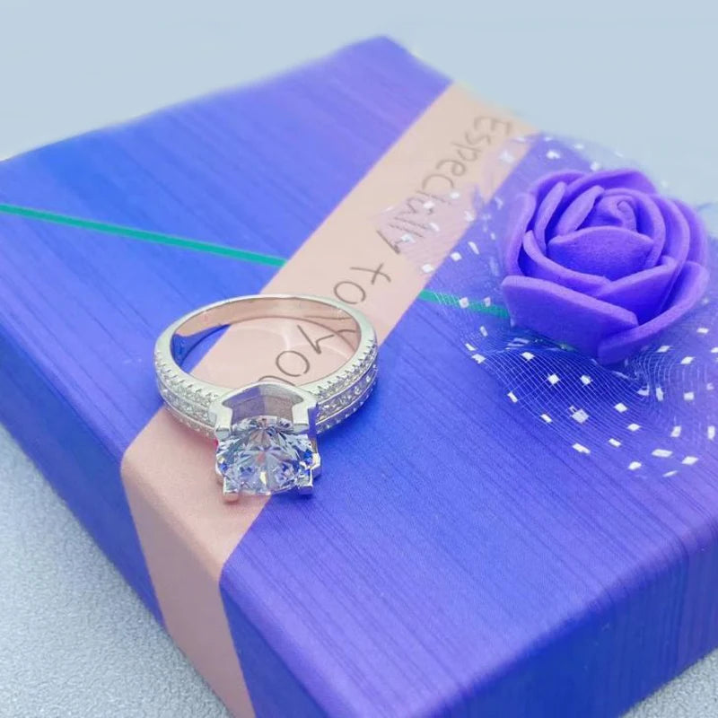 Real 2 Carat 8mm Moissanite Wedding Ring For Women Men 925 Sterling Silver Band D Color VVS Diamond Engagement Fine Jewelry Gift