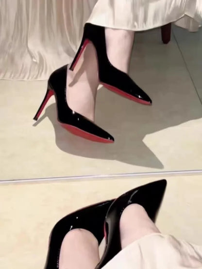 Black Women's elegant high heels Red Shiny Bottoms Luxury Brand Women heels 2026 trend Pointed Toe Sexy Party Pumps shoes Women